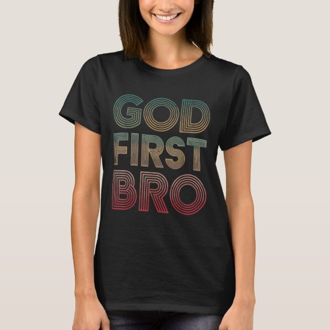 T-shirt Youth Boy God First Bro Funny Christian God Brothe (Devant)