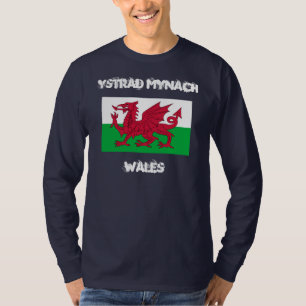 T-shirt Ystrad Mynach, Pays de Galles avec drapeau gallois