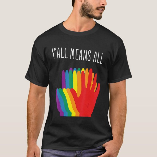 T-shirt Yu2019all Signifie Tous Coeurs Arc-En-Ciel Drapeau (Devant)