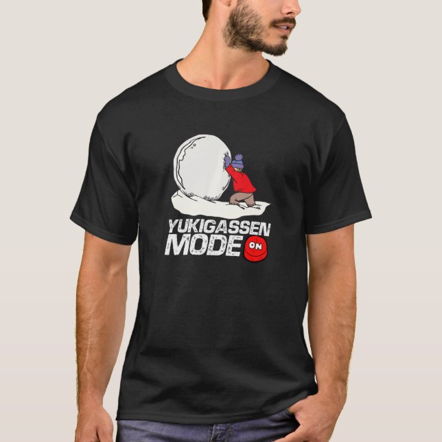 T-shirt Yukigassen Mode On Snowball Fighting Snow Battle P (Devant)