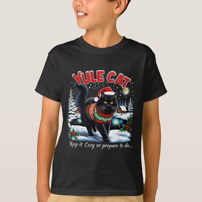 T-shirt Yule Cat Keep It Cozy Funny Christmas Quote  (Devant)