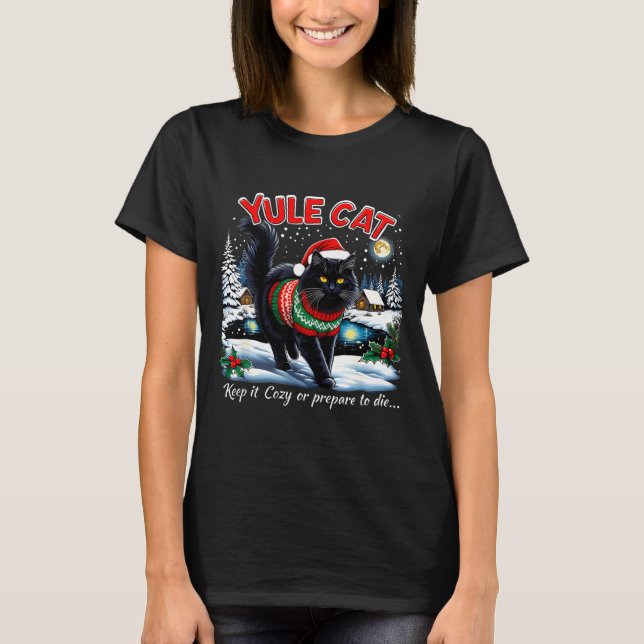 T-shirt Yule Cat Keep It Cozy Funny Christmas Quote  (Devant)