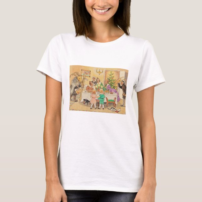 T-shirt Yule Goat à la table du dîner (Devant)