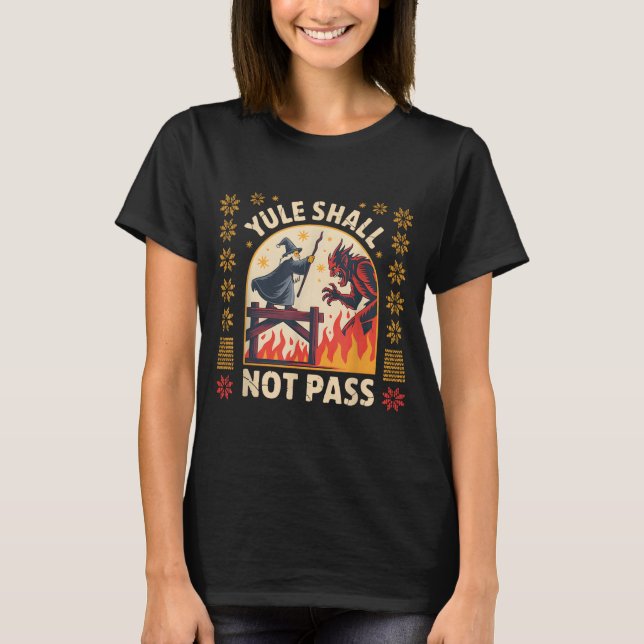 T-shirt Yule Shall Not P Fantasy Krampus Holiday Pun Funny (Devant)