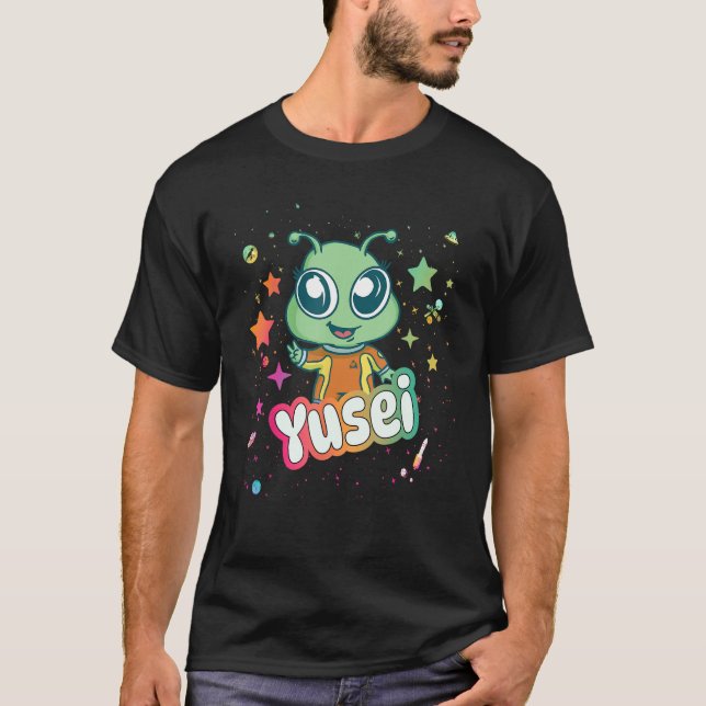 T-shirt YUSEI - Nom du garçon mignon avec un Alien mignon (Devant)