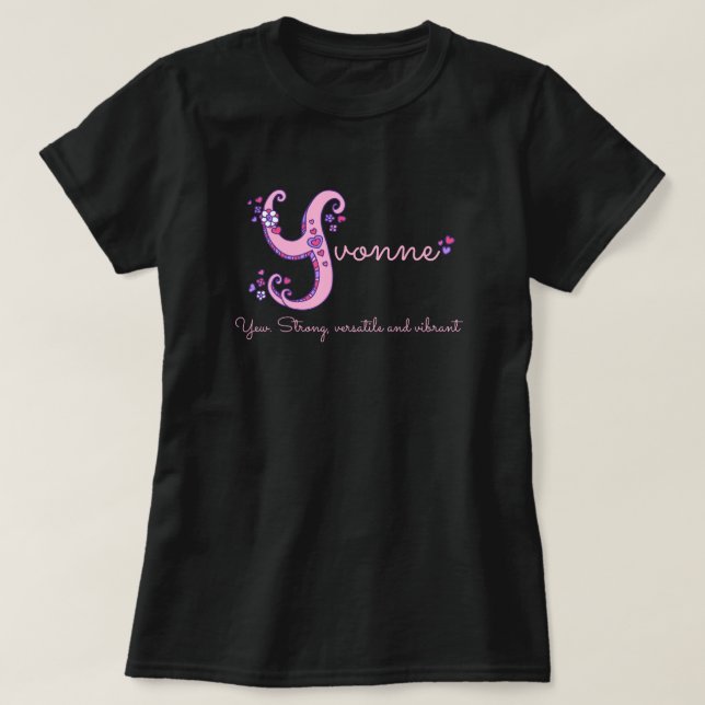 T-shirt Yvonne filles nom et sens Y monogramme chemise (Design devant)