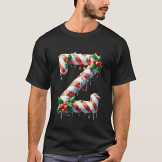 T-shirt Z Noël Canne en Bonbon Lettre Joie