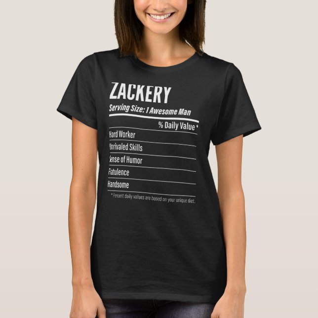 T-shirt Zackery Taille du service Nutrition Étiquette Calo (Devant)