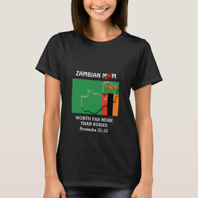 T-shirt ZAMBIA MOM vaut plus que Rubies PROV 31 Noir (Devant)