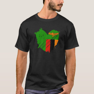 T-shirt Zambie Drapeau J'aime Zambie C'est dans mon ADN po