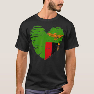 T-shirt Zambie Heart Zambian Flag Zambian idée cadeau