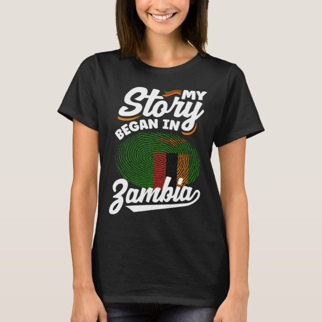 T-shirt Zambie Zambie Drapeau Zambien Mon Histoire A Comme (Devant)