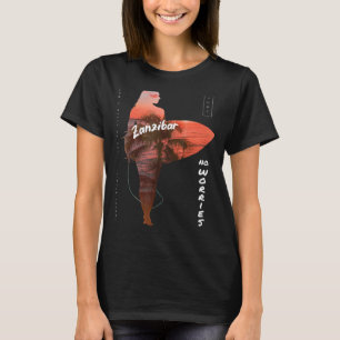 T-shirt Zanzibar Wave Surf Paradise Vacances Voyage Tan