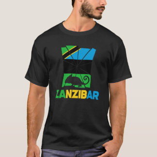 T-shirt Zanzibar Zanzibari Zanzibar Drapeau Chameleon Anim