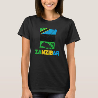 T-shirt Zanzibar Zanzibari Zanzibar Drapeau Chameleon Anim