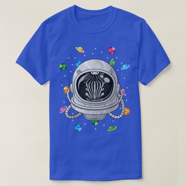 T-shirt Zebra Astronaut Animal Deep In Space Cosmic Univer (Design devant)