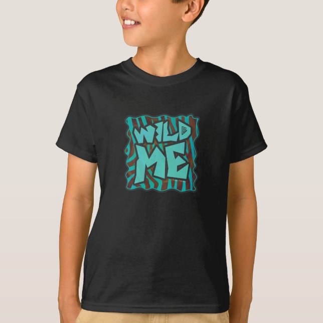 T-shirt Zebra Brown et Turquoise Wild Me Design (Devant)