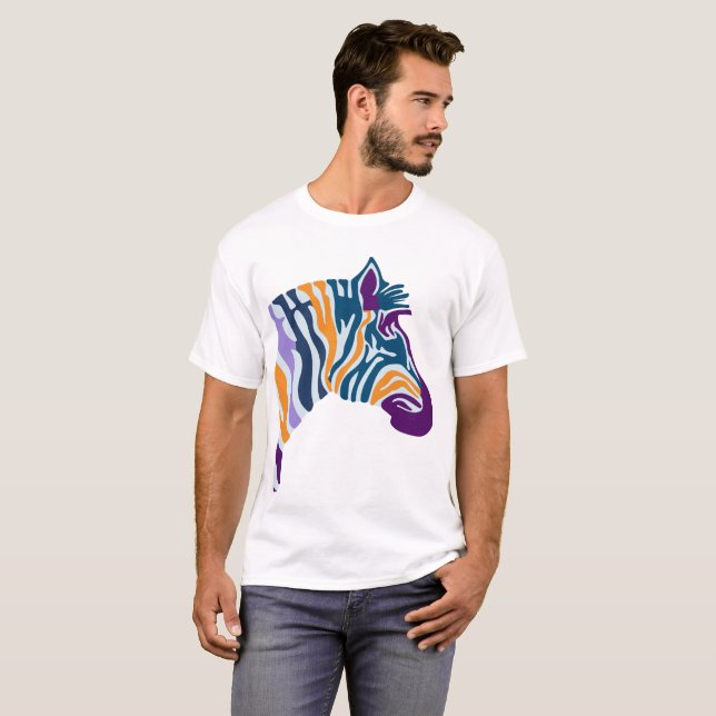 T-shirt Zebra Colorée Pop Art (Devant entier)