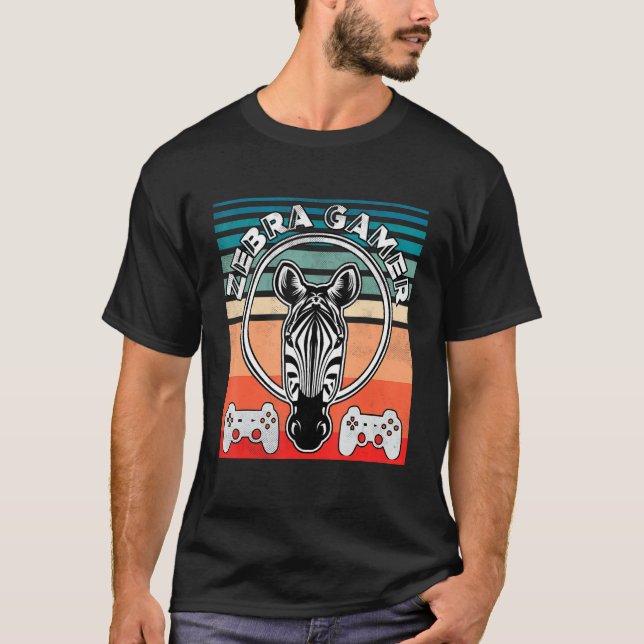 T-shirt Zebra Gamer Can't Hear You I'm Gaming Zebra Gamer  (Devant)