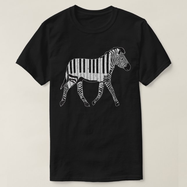 T-shirt Zebra Horse Piano Sheet Musique Clavier Piano Musi (Design devant)