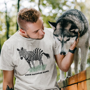 T-shirt Zebra in the Grass Illustration réaliste