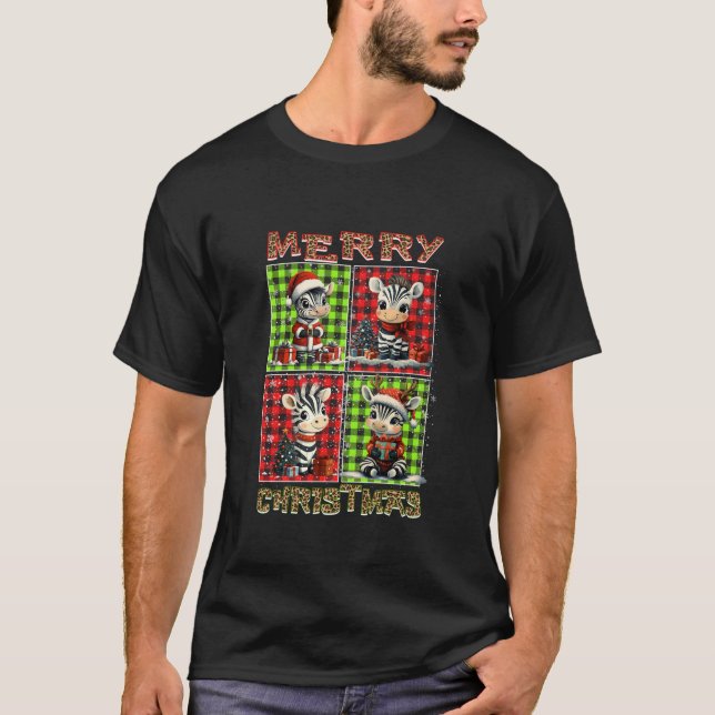 T-shirt Zebra Leopard Buffalo Plaid Animaux Amoureux Joyeu (Devant)