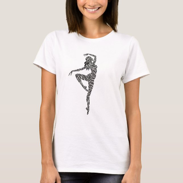 T-shirt Zebra Print Dancer Fille Danse Ballerina Black Whi (Devant)