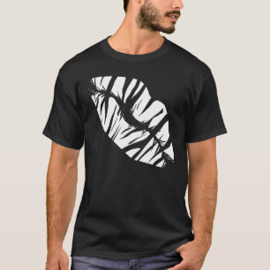 T-shirt Zebra Print Lips Love Kiss Safari Women Zoo