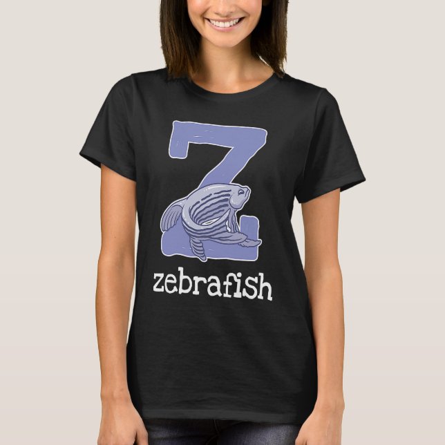 T-shirt Zebrafish Alphabet Letter Fish  Kids (Devant)
