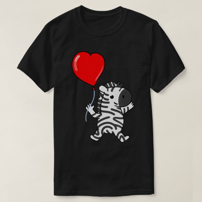 T-shirt Zèbre au coeur Ballons Valentines Jour Zèbre (Design devant)