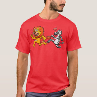 T-shirt Zèbre audacieux en amour courant après lion effray