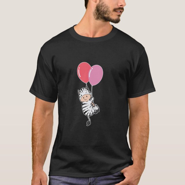 T-shirt Zèbre avec ballon d'anniversaire (Devant)