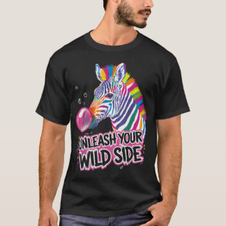 T-shirt Zèbre Coloré au Bubble Gum Animal Drôle
