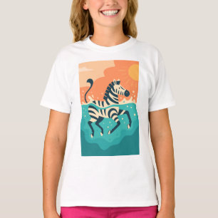 T-shirt Zèbre joueur nageant dans la mer turquoise