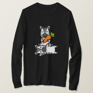T-shirt Zèbre Mignon et Heureux avec Carotte Dessin Animé