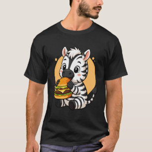T-shirt Zèbre mignon mangeant un burger drôle nourriture d