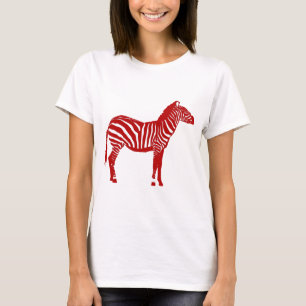 T-shirt Zèbre - Rouge profond et blanc
