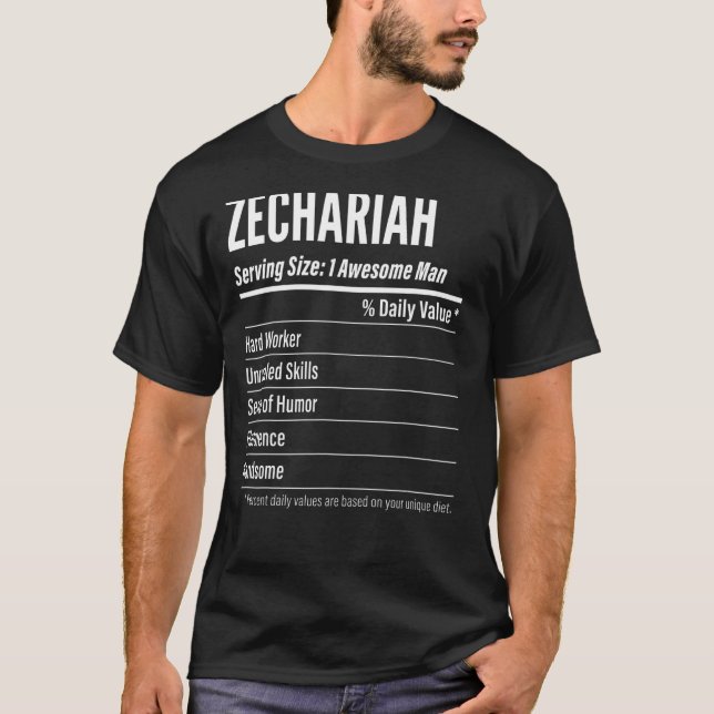T-shirt Zechariah Taille du service Nutrition Étiquette Ca (Devant)