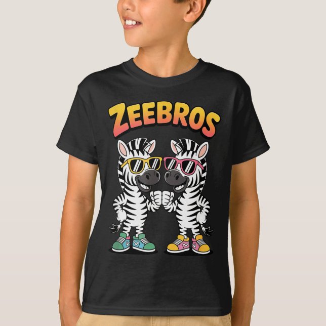 T-shirt Zeebros Cute Zebra Duo Design For Zebros Lovers  (Devant)