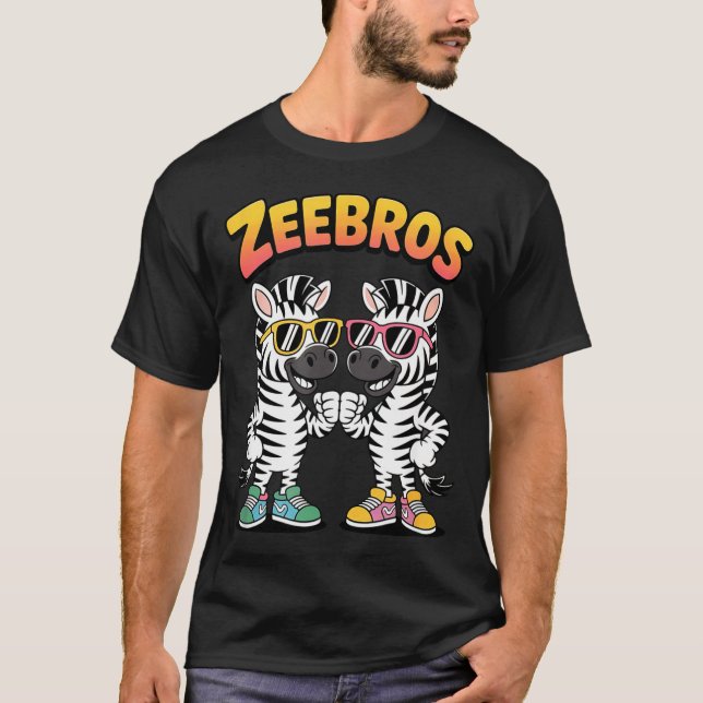 T-shirt Zeebros Cute Zebra Duo Design For Zebros Lovers  (Devant)
