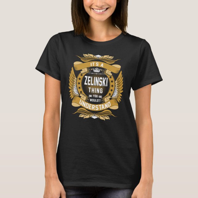 T-shirt ZELINSKI Nom, ZELINSKI nom de famille crête (Devant)