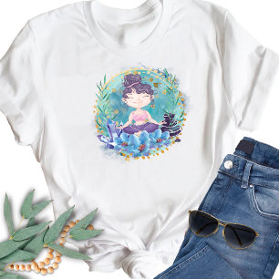 T-shirt Zen Girl Yoga Spa Rochers Cristaux Fleurs