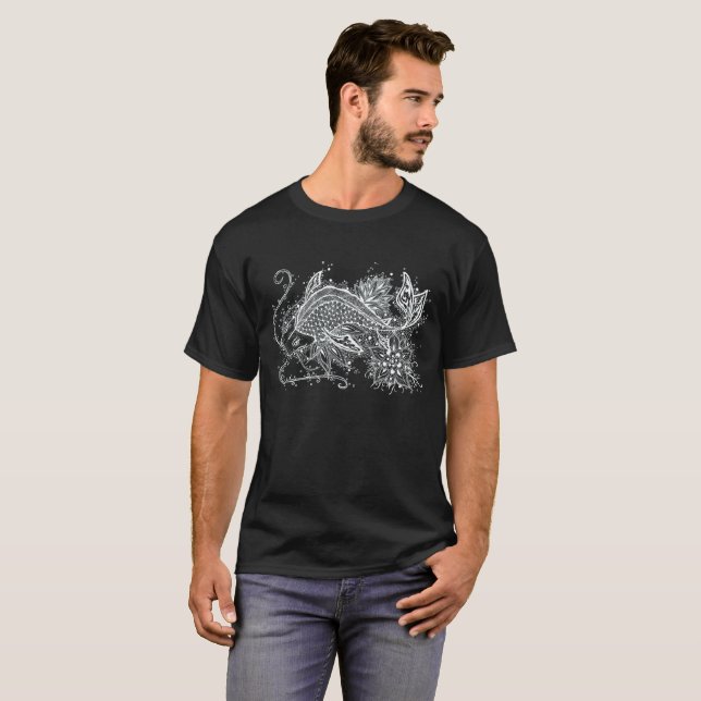 T-Shirt Zen Koi foncé (Devant entier)
