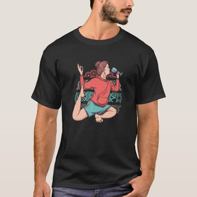 T-shirt Zen Meditation Yoga Eka Pada Rajakapotasana Wine O (Devant)
