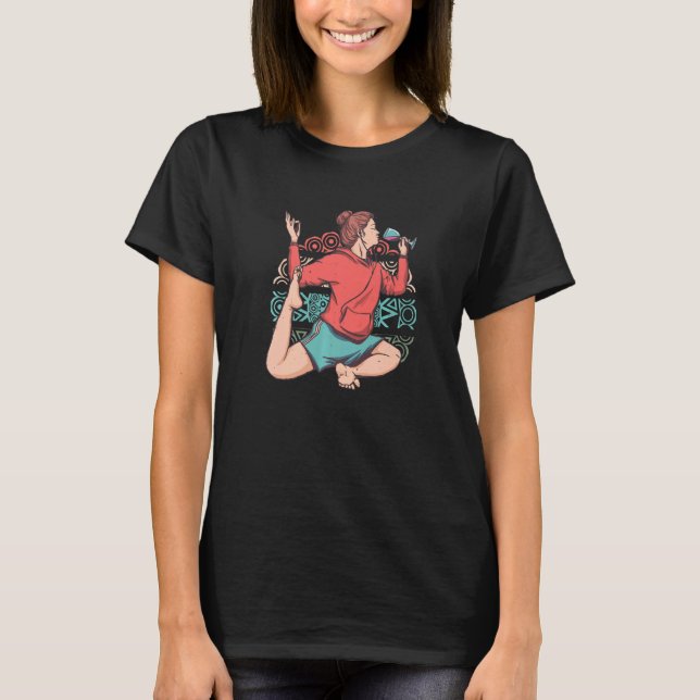 T-shirt Zen Meditation Yoga Eka Pada Rajakapotasana Wine O (Devant)