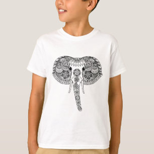 T-shirt Zentangle a inspiré l'éléphant d'Asie