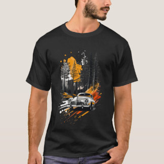 T-shirt Zephyr car 1950 driving through a forest boy funny