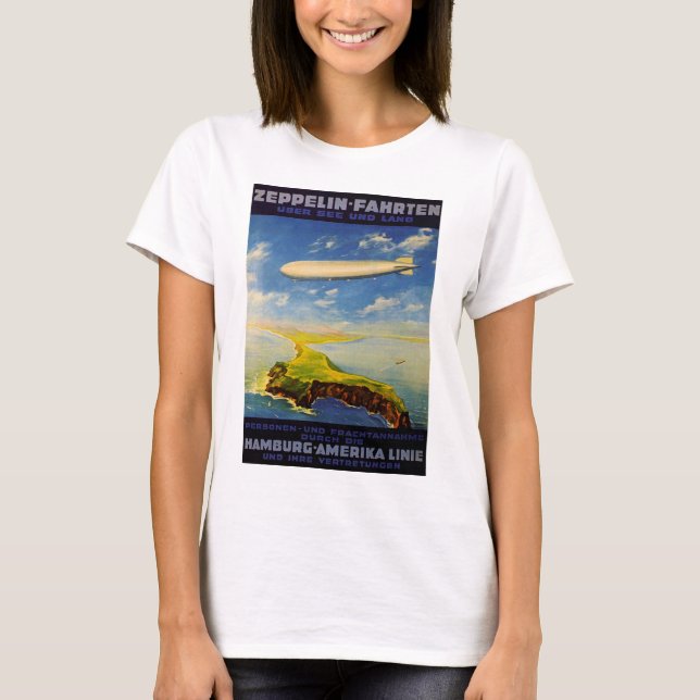 T-shirt Zeppelin Voyages ~ Survol de la mer et de la terre (Devant)