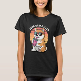 T-shirt Zero Barks Given Boba-Loving Shiba Inu Dog