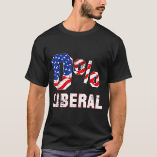 T-shirt Zéro Pour Cent 0% Libéral Vintage Drapeau Usa Liti